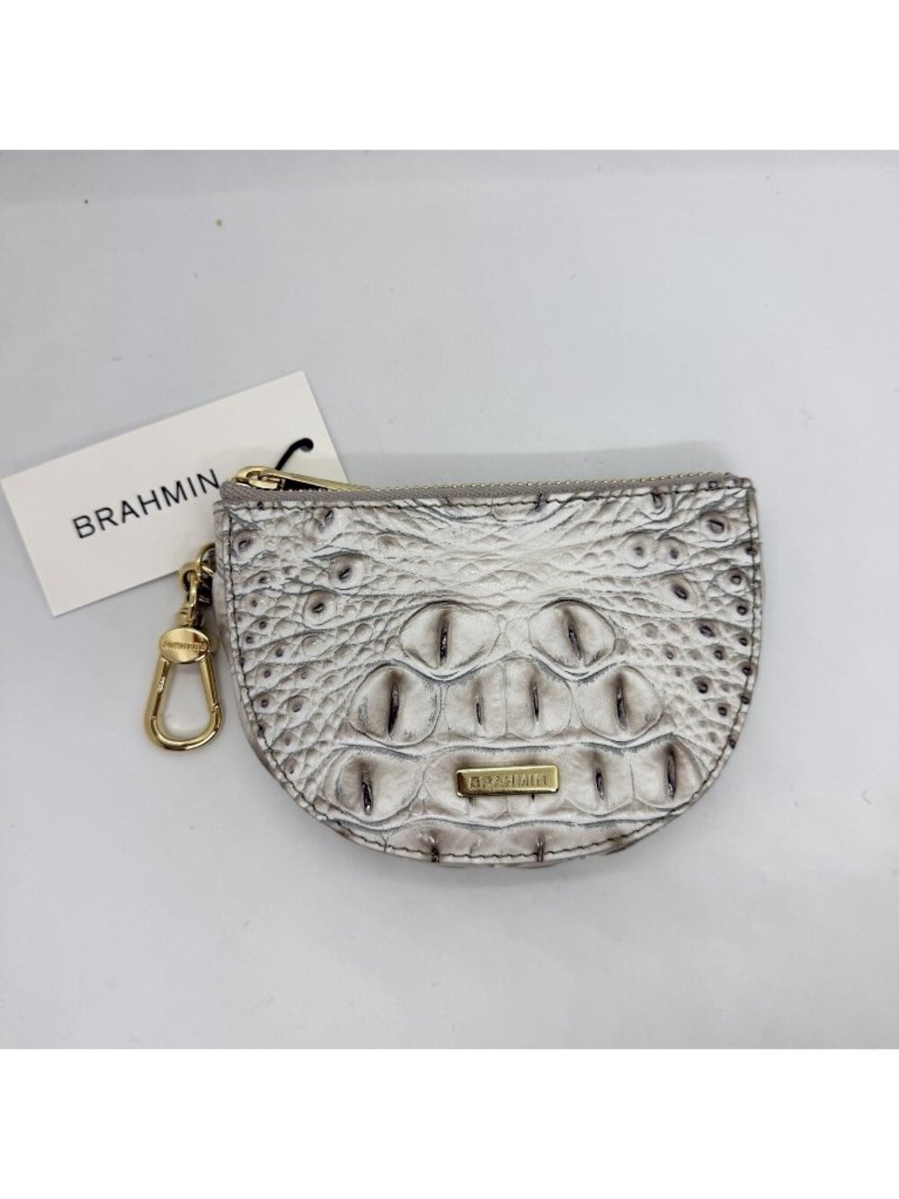 BRAHMIN Britt croc embossed leather small coin purse - Fairest grey melbourne